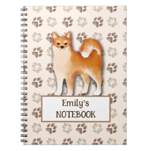 Cute Shiba Inu dog footprint customizable name Notebook