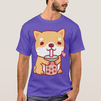 Cute Shiba Inu Dog Loves Bubble Tea T-Shirt