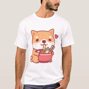 Cute Shiba Inu Dog Loves Eating Japanese Ramen Noo T-Shirt