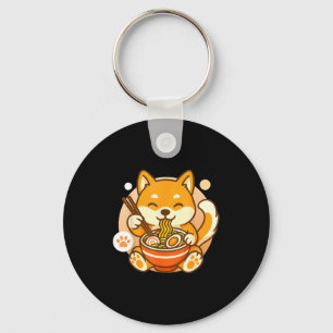 Cute Shiba Inu Dog Ramen Noodles Bowl Anime Kawaii Key Ring