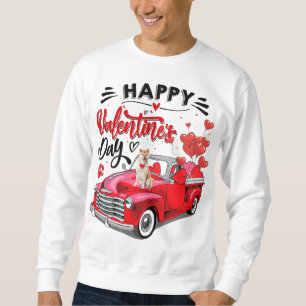 Cute Shiba Inu Dog Red Truck Happy Valentine's Day Sweatshirt