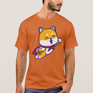 Cute Shiba Inu Dog Super Flying Cartoon T-Shirt