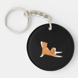 Cute shiba inu dog   yoga pose   birthday gift key ring