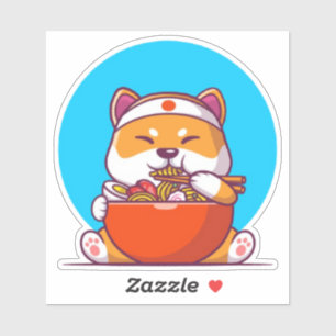 Cute Shiba Inu Eating Ramen Noodle Cartoon-23054