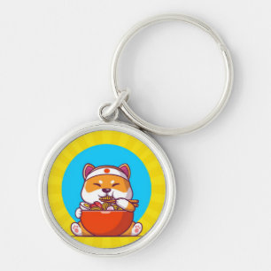 Cute Shiba Inu Eating Ramen Noodle Cartoon-23054 Key Ring