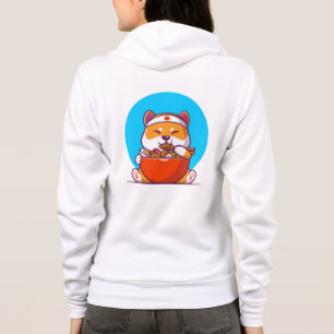 Cute Shiba Inu Eating Ramen Noodle Cartoon Hoodie