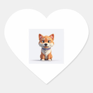 Cute Shiba Inu Heart Sticker