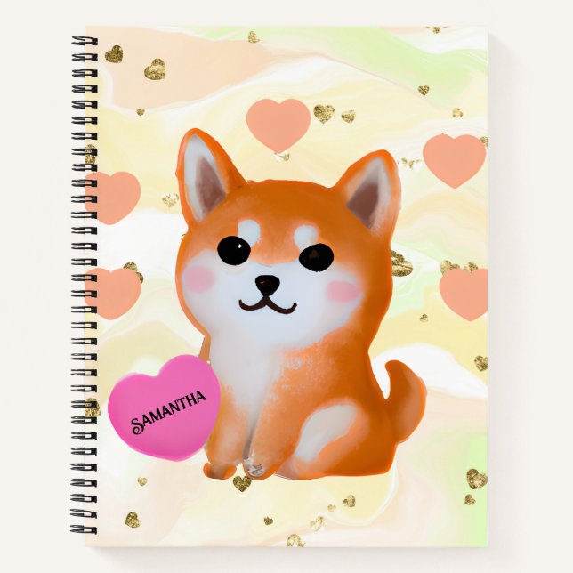 Cute Shiba Inu Hearts | For Dog Lover Notebook (Front)