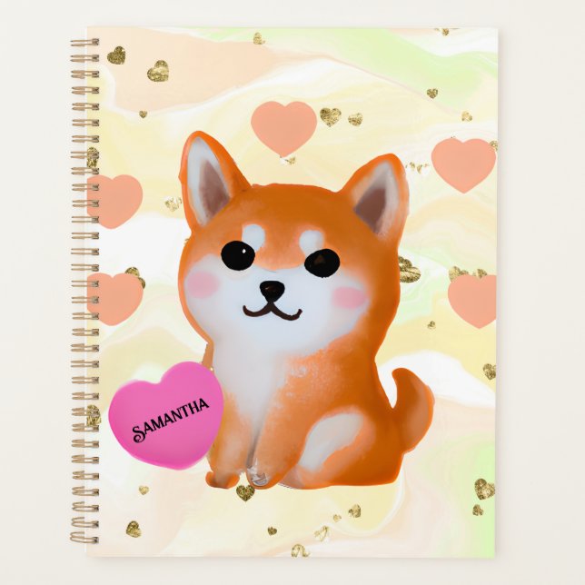Cute Shiba Inu Hearts | For Dog Lover Planner (Front)
