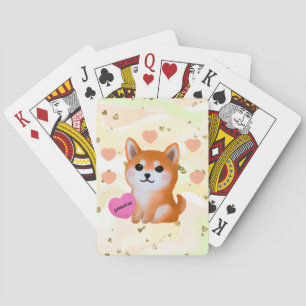 Cute Shiba Inu Hearts   For Dog Lover Playing Cards