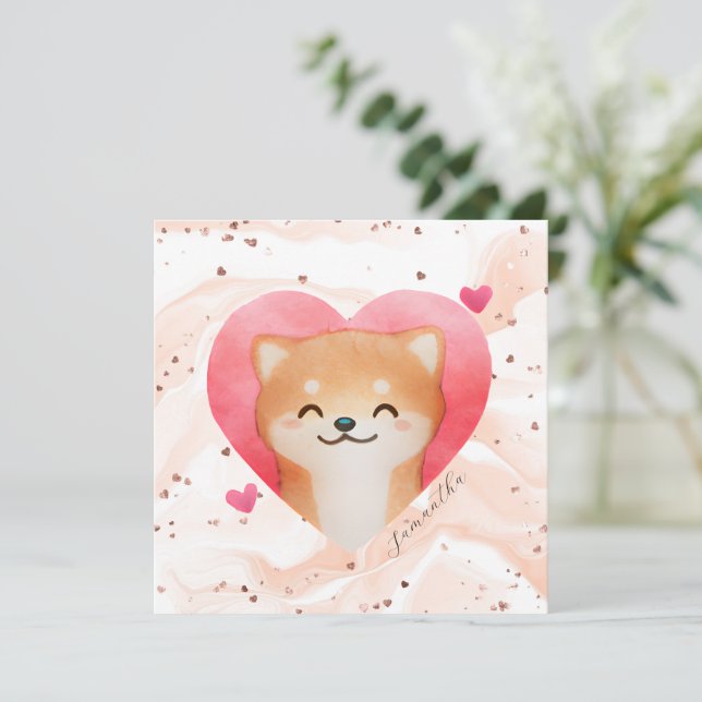 Cute Shiba Inu in a Heart (Standing Front)