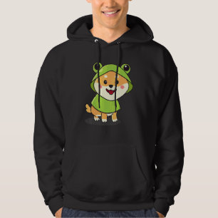 Cute Shiba Inu In Frog Costume Dog In Frog Costume Hoodie