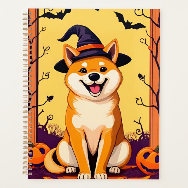 Cute Shiba Inu in Witch Hat Planner (Front)