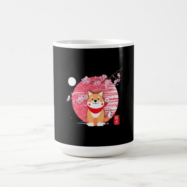 Cute Shiba Inu Kawaii Japanese Cherry Blossom Moon Magic Mug (Center)
