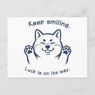 Cute Shiba Inu Keep Smiling Good Luck Postcard