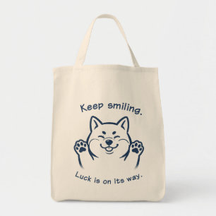 Cute Shiba Inu Keep Smiling Good Luck Tote Bag