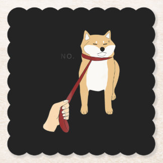 Cute shiba inu | Nope dog funny design Paper Coaster