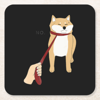 Cute shiba inu | Nope dog funny design Square Paper Coaster
