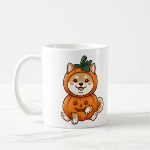 Cute Shiba Inu Pumpkin Costume Halloween Dog Illus Coffee Mug