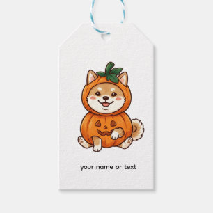 Cute Shiba Inu Pumpkin Costume Halloween Dog Illus Gift Tags