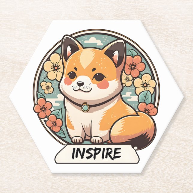 Cute Shiba Inu Pup  Paper Coaster (Front)