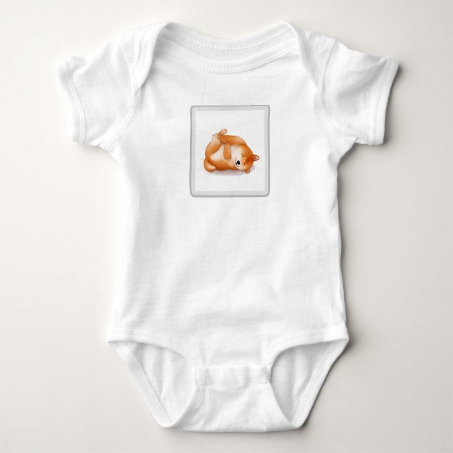 cute shiba inu puppy lying on the back baby shirt (Front)