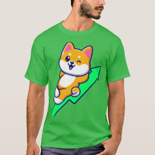 Cute Shiba Inu Rising Graph Cartoon T-Shirt