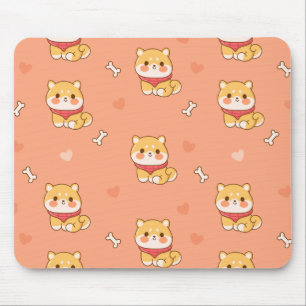 Cute Shiba Inu Seamless Pattern Mouse Pad