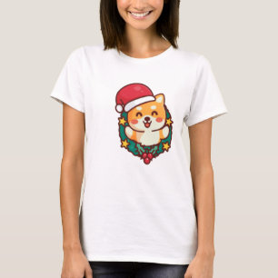 Cute Shiba Inu Smiling with Xmas Hat Active T-Shirt
