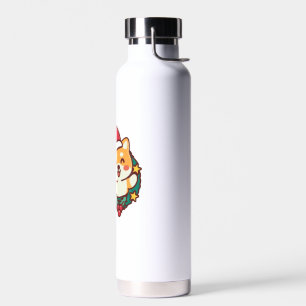 Cute Shiba Inu Smiling with Xmas Hat Active  Water Bottle