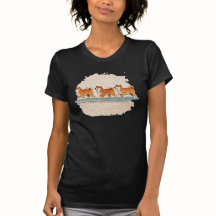 cute shiba inu walking in line t-shirt