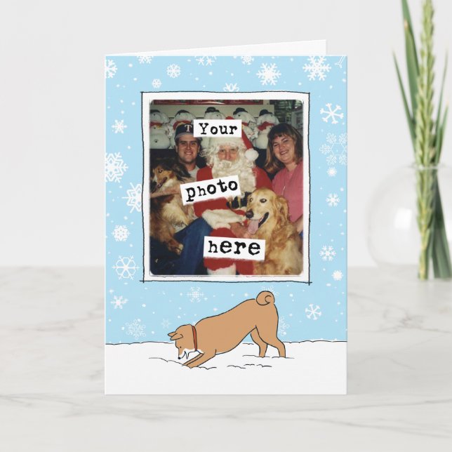 Cute Shiba Inu Winter Snow | Your Photo Christmas Holiday Card (Front)