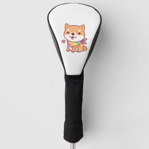 Cute Shiba Inu With Rainbow Pet Bandana Golf Head Cover