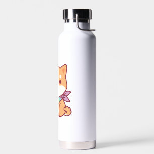 Cute Shiba Inu With Rainbow Pet Bandanna Water Bottle