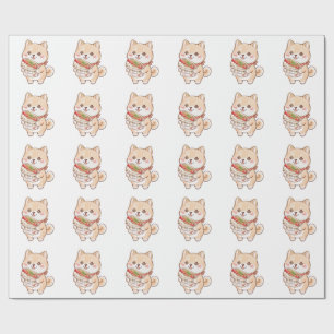 Cute Shiba Inu with Taiwan Sausage Wrap Kawaii N Wrapping Paper