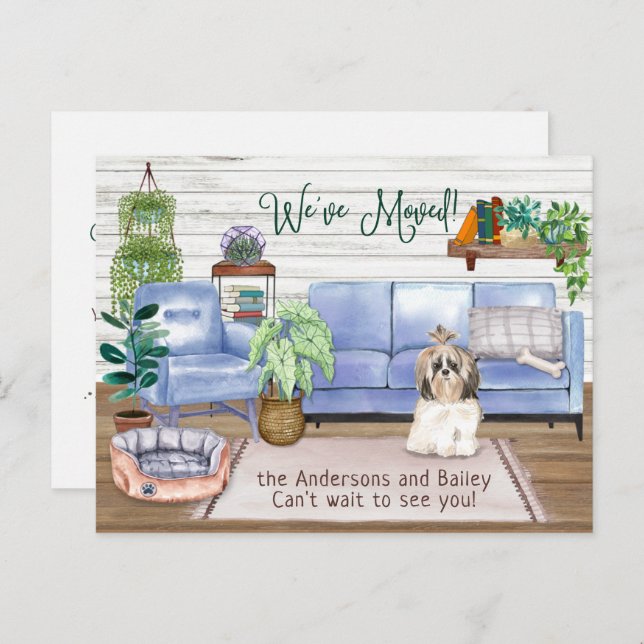 Cute Shih Tsu Cosy New Home Moving     Announcement Postcard (Front/Back)