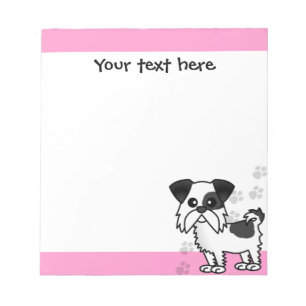 Cute Shih Tzu Black and White - Pink Notepad