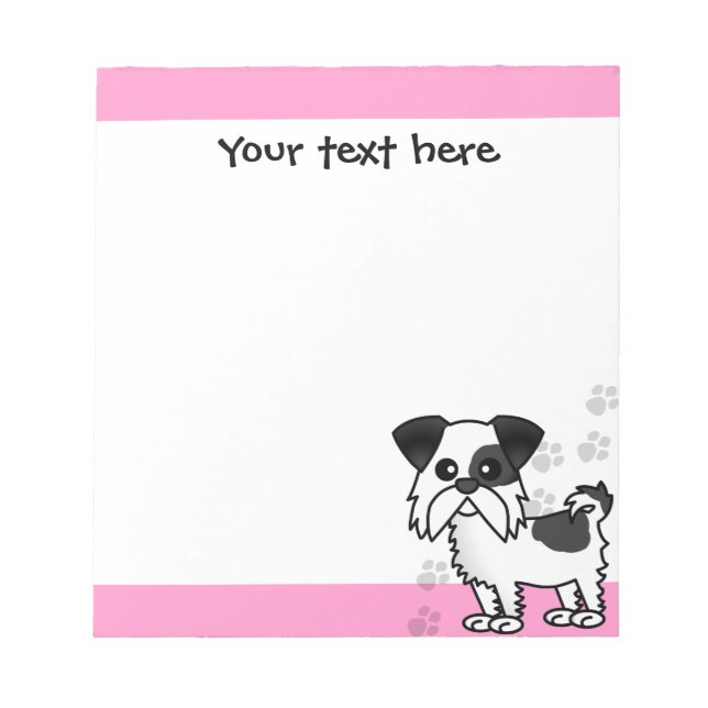 Cute Shih Tzu Black and White  - Pink Notepad (Front)