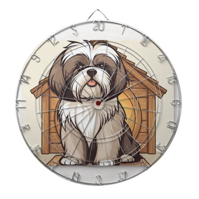 Cute Shih Tzu Cartoon Dartboard  ("The perfect dartboard for every Shih Tzu fan")