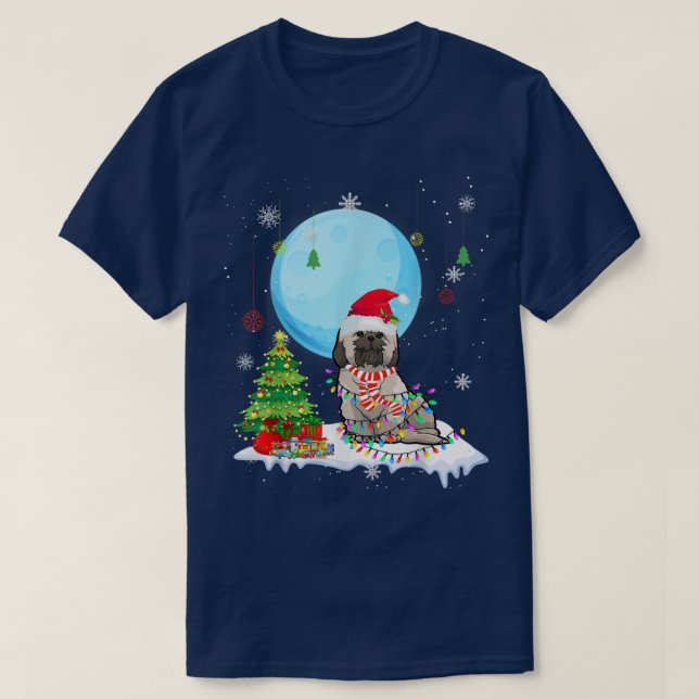 Cute Shih Tzu Christmas Dog Lights Lover Tee  (Design Front)