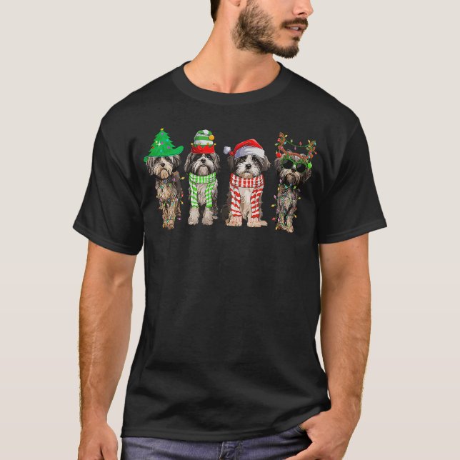 Cute Shih Tzu Christmas Dog Lover Shih Tzu Dog Mom T-Shirt (Front)