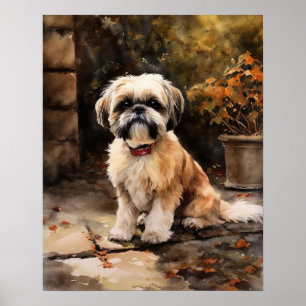 Cute Shih Tzu Dog Art Print Poster