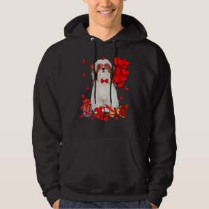 Cute Shih Tzu Dog Funny Heart Valentine's Day Dog Hoodie