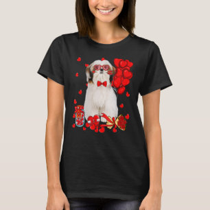 Cute Shih Tzu Dog Funny Heart Valentine's Day Dog T-Shirt