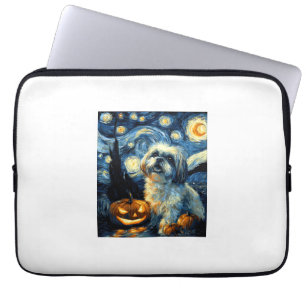 Cute Shih Tzu Dog Halloween Jack O Lantern Pumpkin Laptop Sleeve