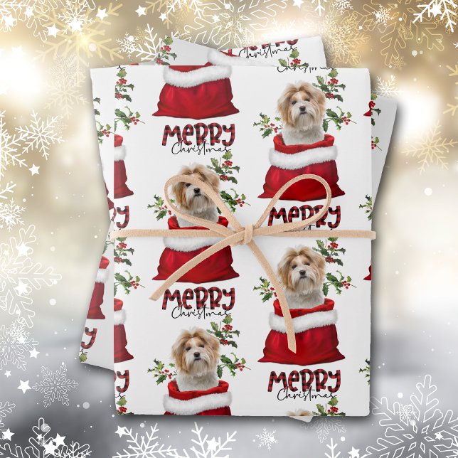Cute Shih Tzu Dog in Holiday Gift Bag Wrapping Paper Sheet (Creator Uploaded)
