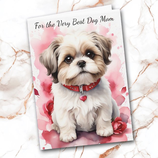 Cute Shih Tzu Dog You Make My Tail Wag Holiday Card (Creator Uploaded)