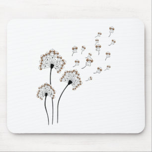 Cute Shih Tzu Flower Fly Dandelion Shirt Funny Dog Mouse Pad