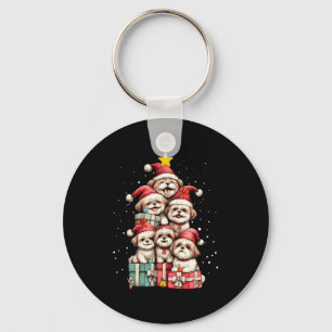Cute Shih Tzu Le Dog Christmas Tree Xmas Hat Long Key Ring