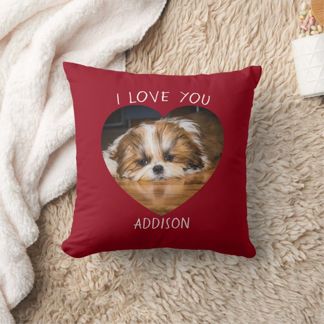 Cute shih tzu love Valentine heart photo Cushion (Blanket)